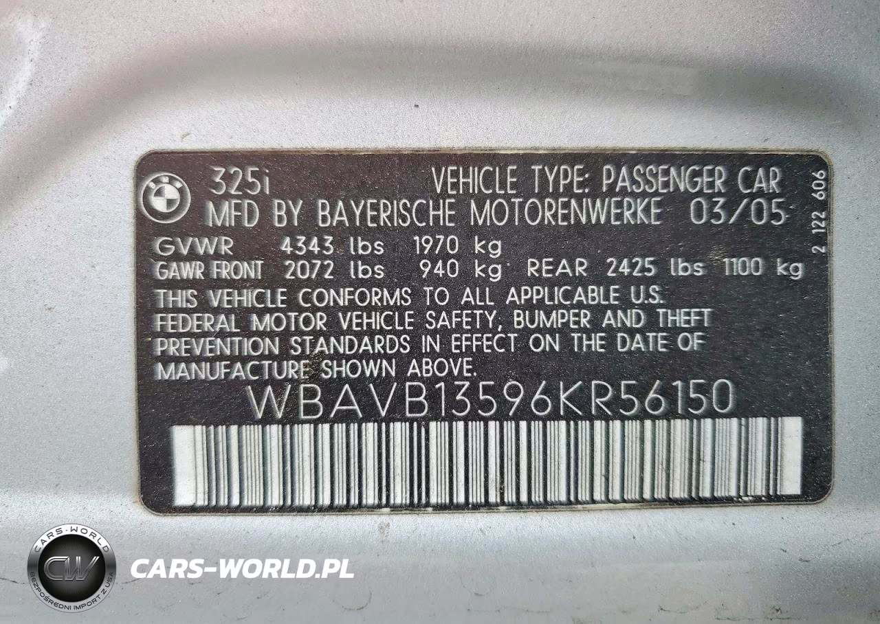 2006 BMW 325 I VIN:WBAVB13596KR56150 - 12