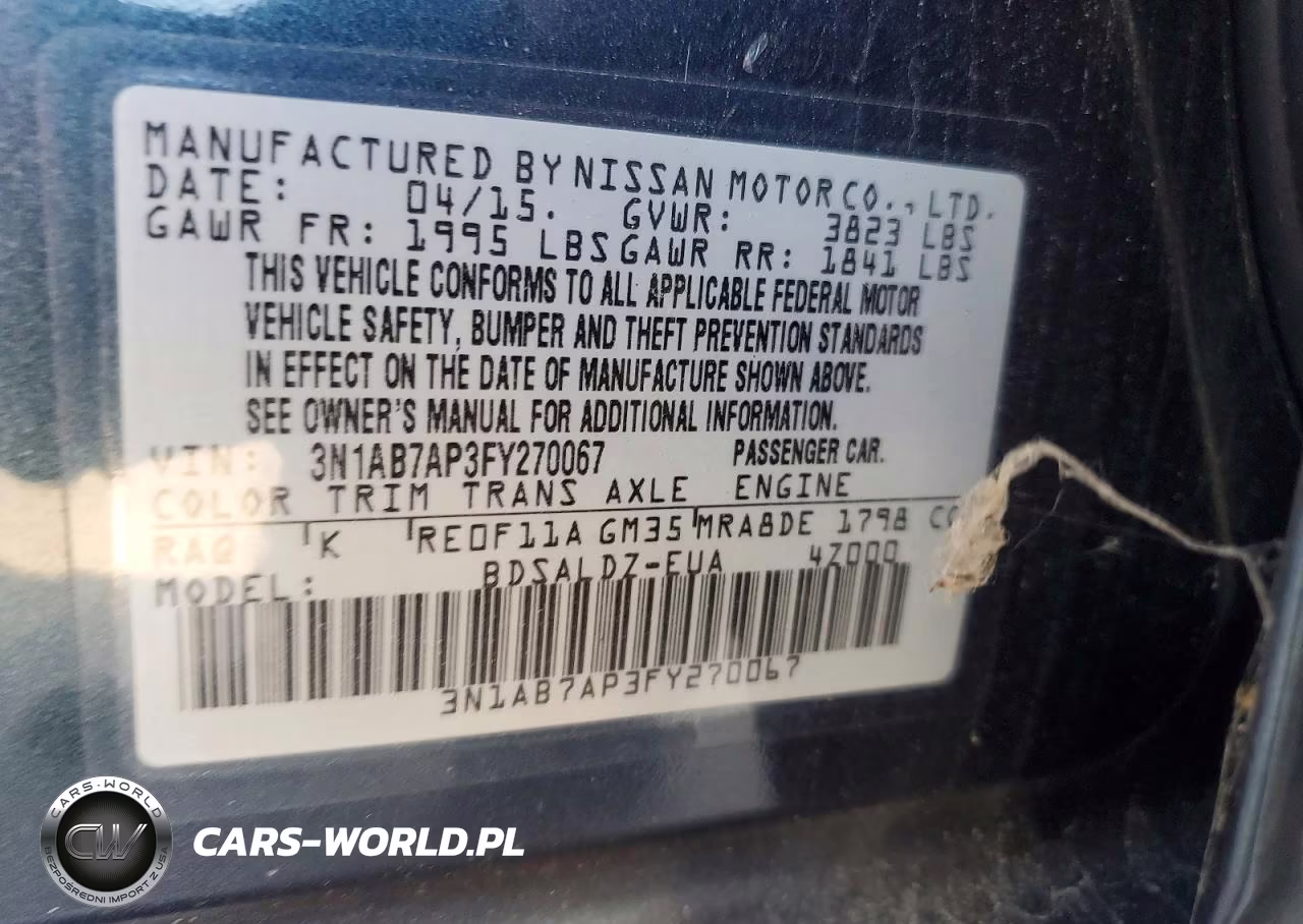 2015 Nissan Sentra Sv VIN:3N1AB7AP3FY270067 - 12
