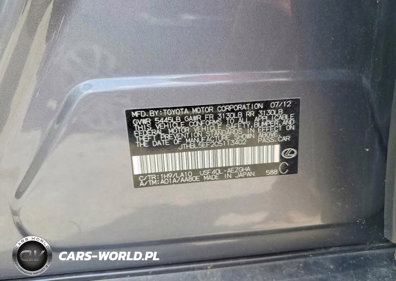 2012 Lexus Ls 460 Base VIN:JTHBL5EF2C5113402 - 13