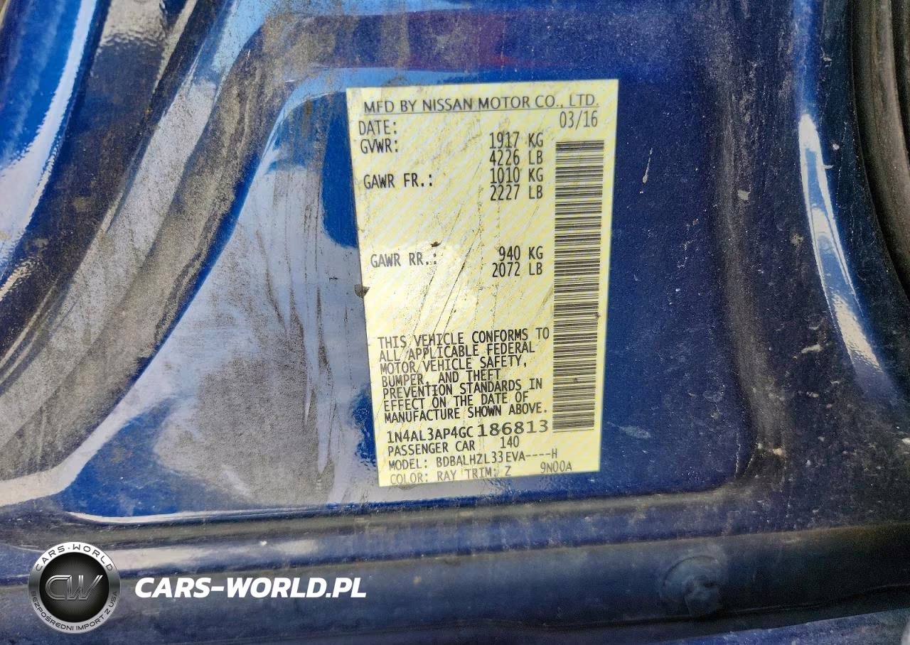 2016 Nissan Altima 2.5 Sr VIN:1N4AL3AP4GC186813 - 12