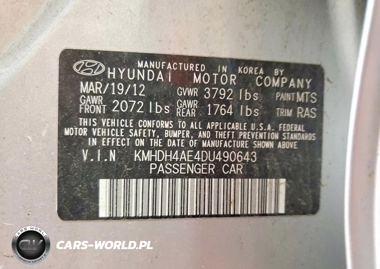 2013 Hyundai Elantra Gls VIN:KMHDH4AE4DU490643 - 12