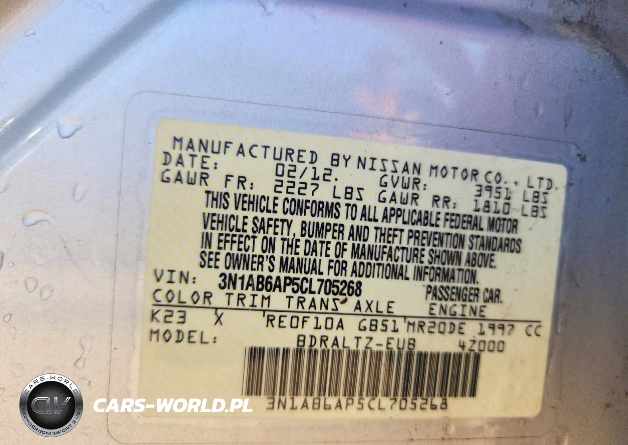 2012 Nissan Sentra 2.0 VIN:3N1AB6AP5CL705268 - 12