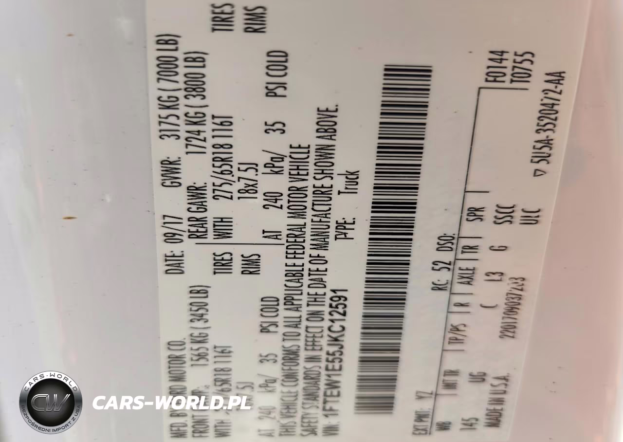 2018 Ford F150 Supercrew VIN:1FTEW1E55JKC12591 - 12
