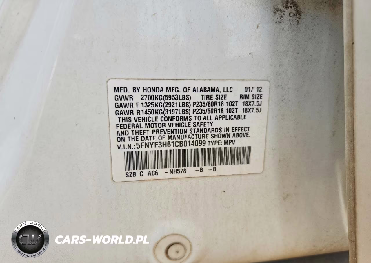 2012 Honda Pilot Exl VIN:5FNYF3H61CB014099 - 13