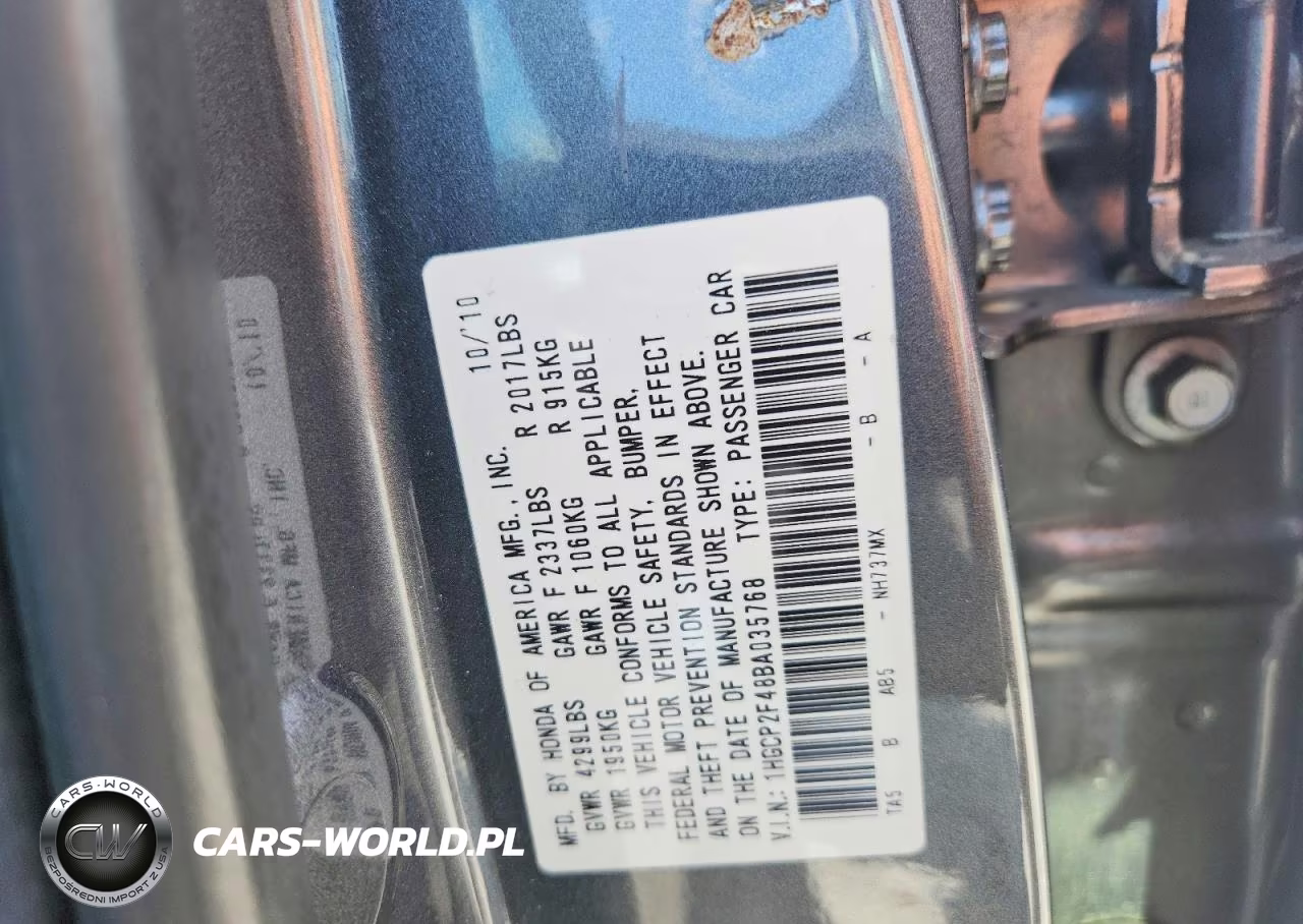 2011 Honda Accord Lxp VIN:1HGCP2F48BA035768 - 12