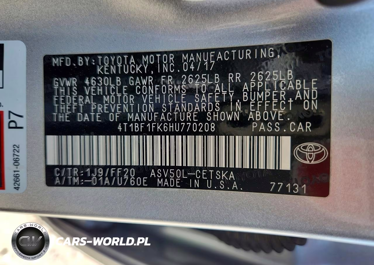 2017 Toyota Camry Se VIN:4T1BF1FK6HU770208 - 12