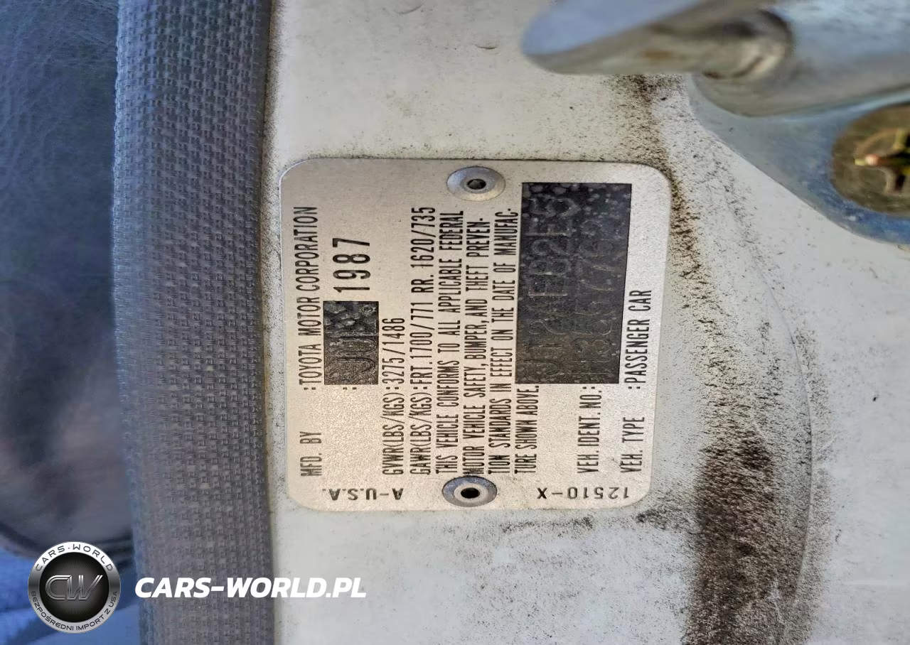 1987 Toyota Corolla Deluxe VIN:JT2AE82E5H3557762 - 12