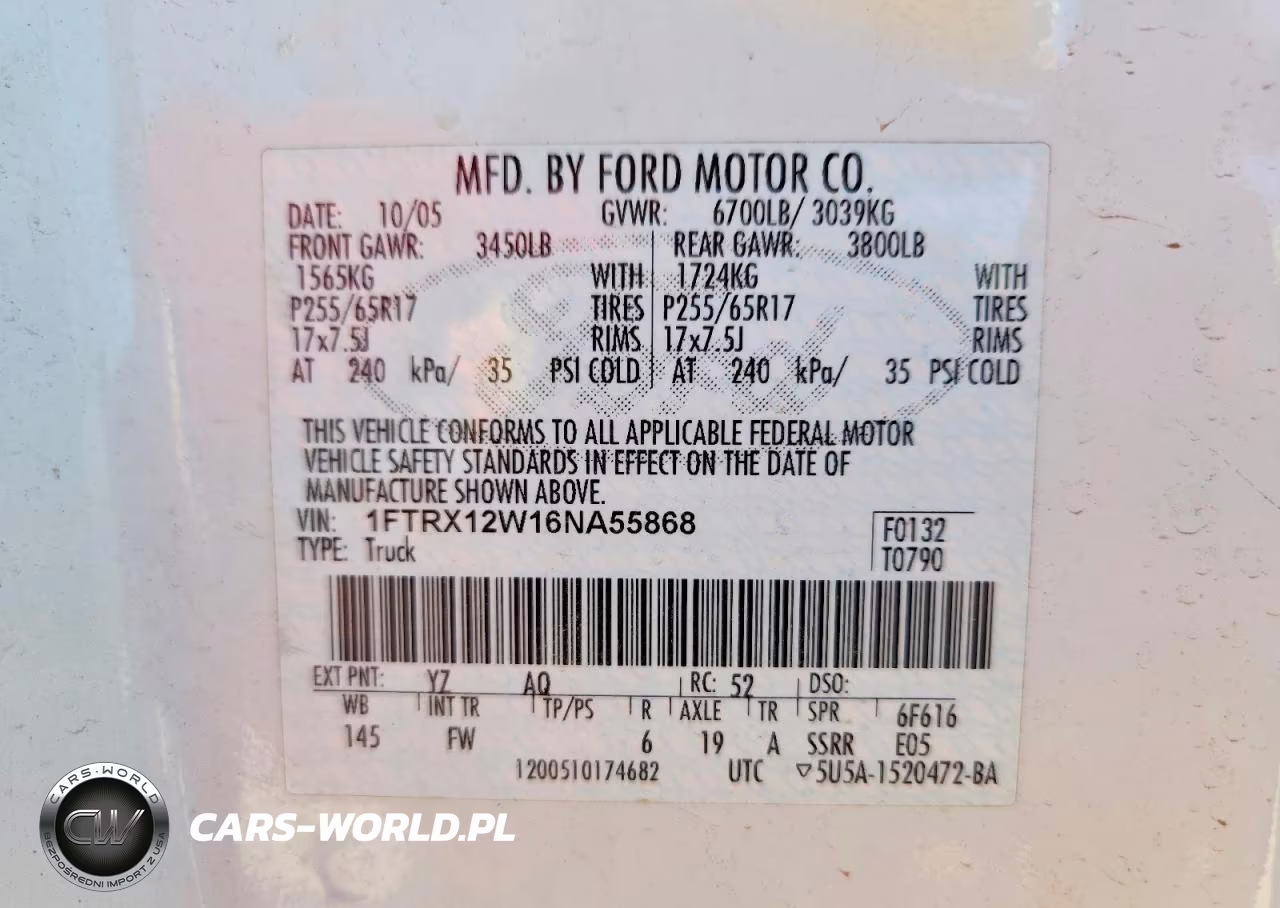 2006 Ford F150 VIN:1FTRX12W16NA55868 - 12
