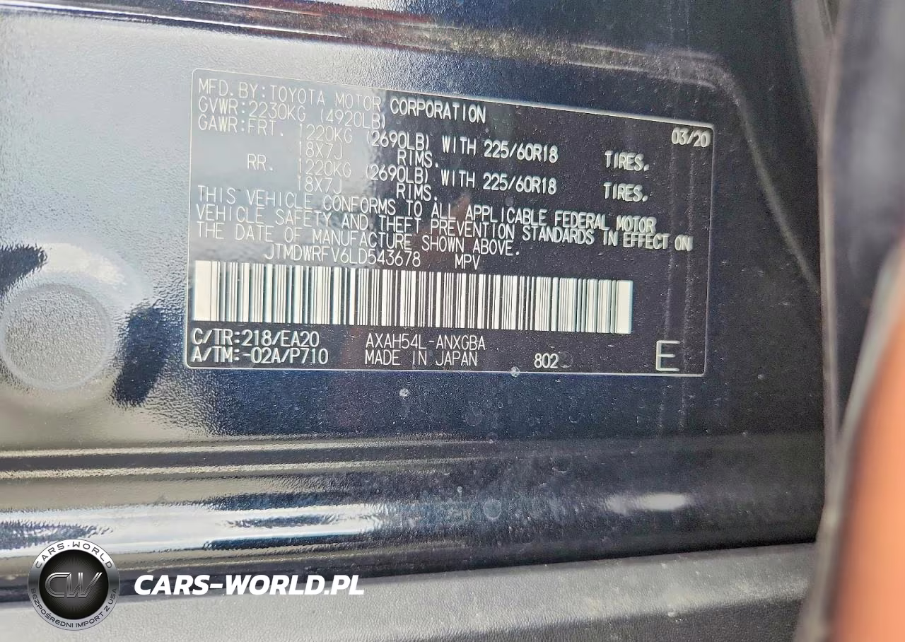 2020 Toyota Rav4 Limited VIN:JTMDWRFV6LD543678 - 13