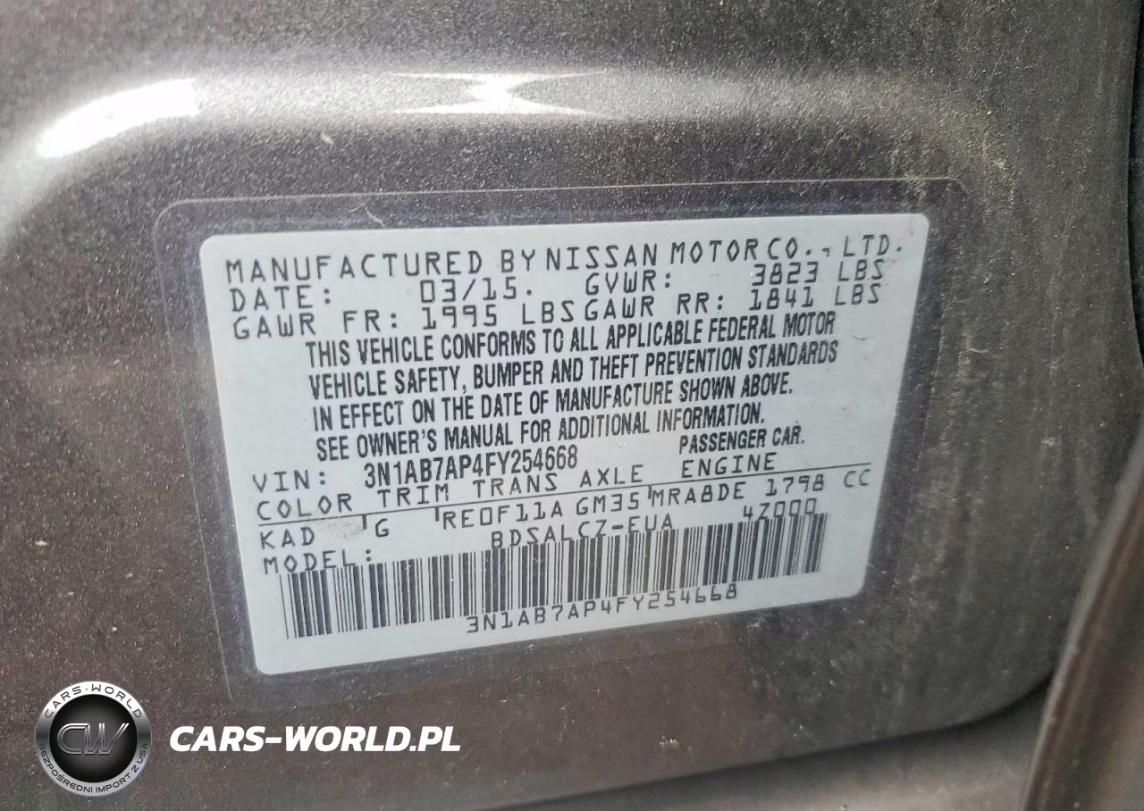 2015 Nissan Sentra S VIN:3N1AB7AP4FY254668 - 12