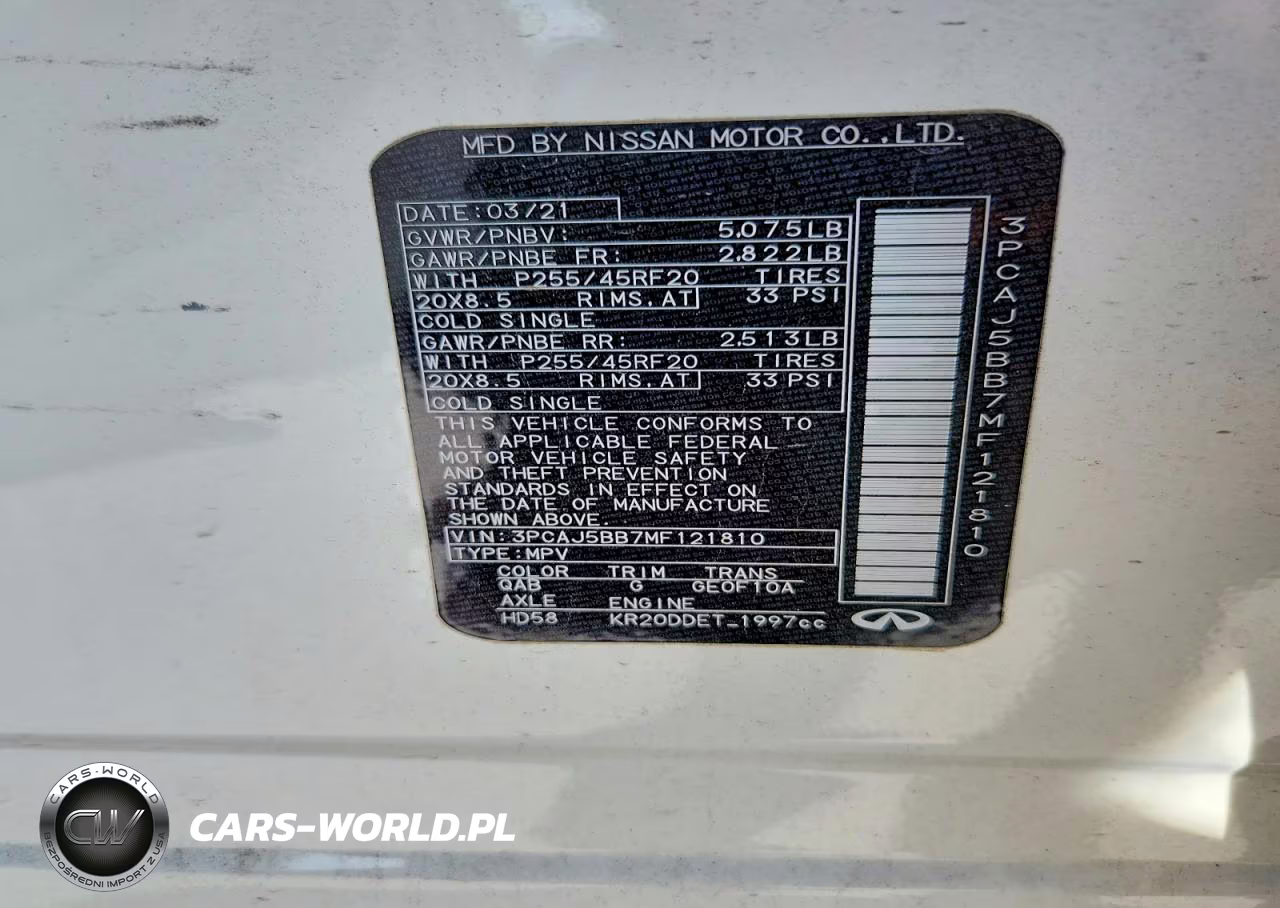 2021 Infiniti Qx50 Luxe VIN:3PCAJ5BB7MF121810 - 14