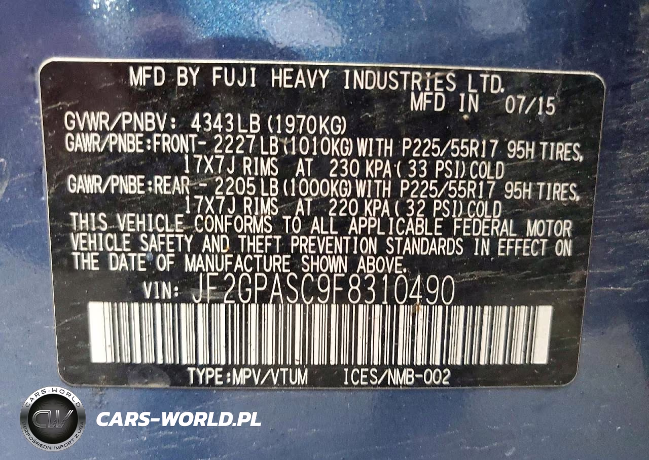 2015 GMC Sierra VIN:JF2GPASC9F8310490 - 12