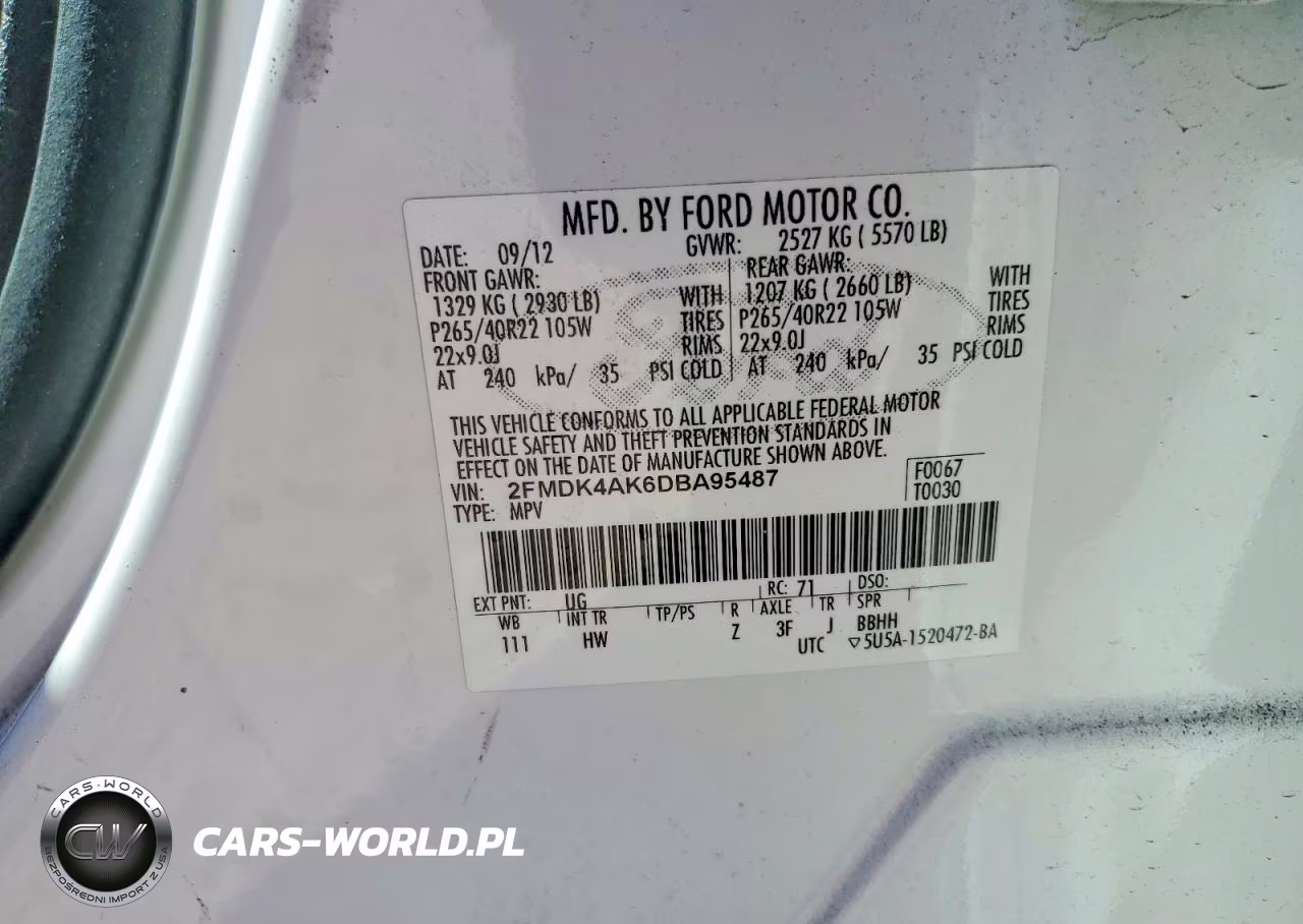2013 Ford Edge Sport VIN:2FMDK4AK6DBA95487 - 13