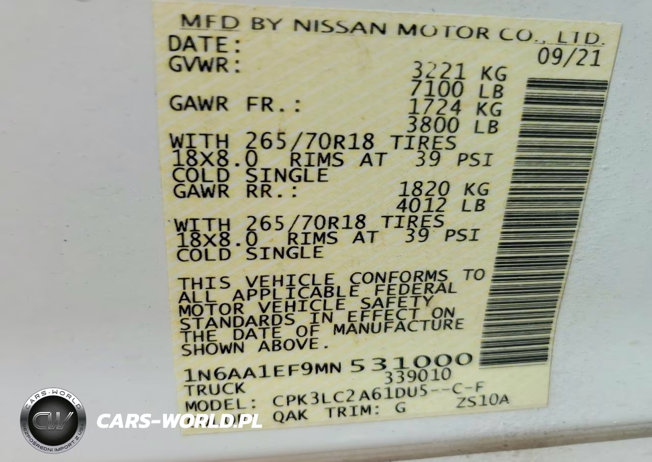 2021 Nissan Titan Sv VIN:1N6AA1EF9MN531000 - 13