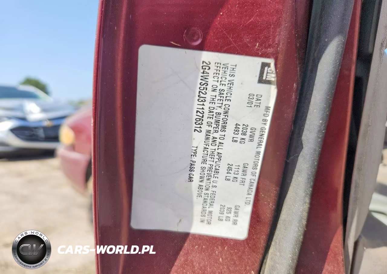 2001 Buick Century Custom VIN:2G4WS52J311276312 - 12