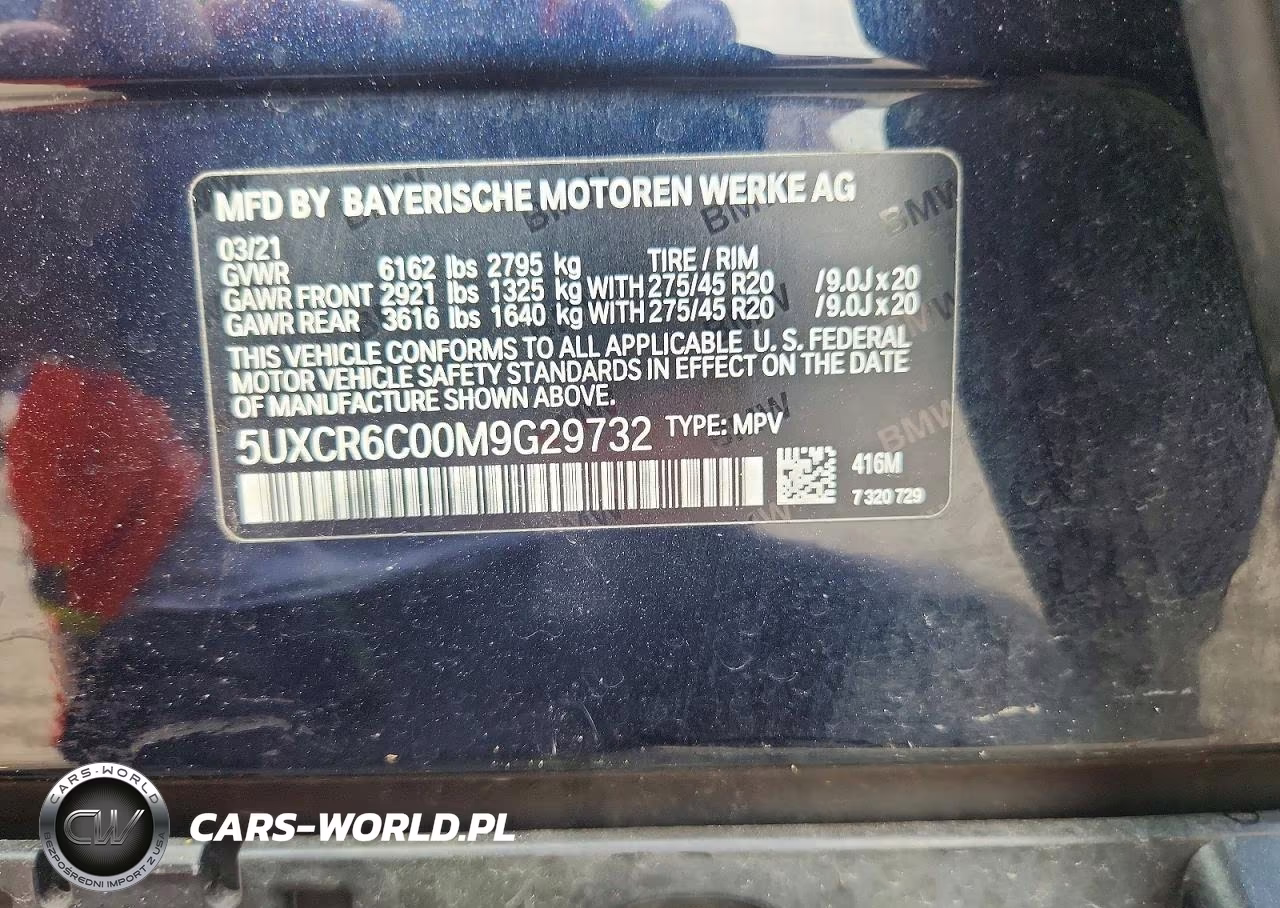 2021 BMW X5 xDrive40I VIN:5UXCR6C00M9G29732 - 13