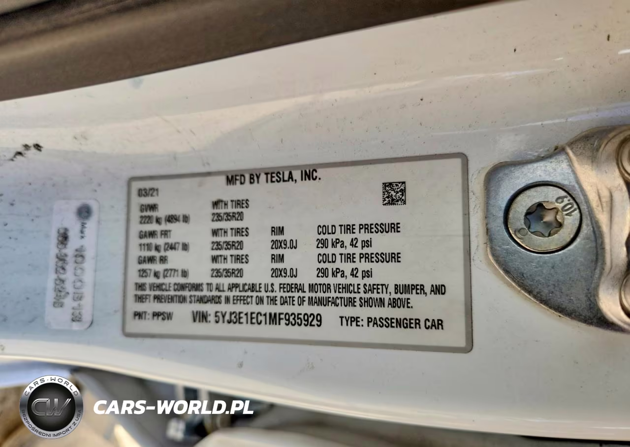 2021 Tesla Model 3 VIN:5YJ3E1EC1MF935929 - 12