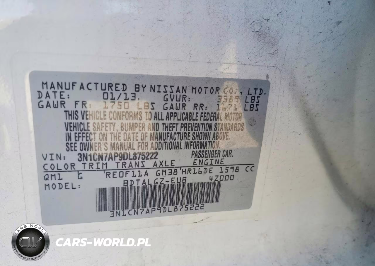 2013 Nissan Versa 1.6 S VIN:3N1CN7AP9DL875222 - 12