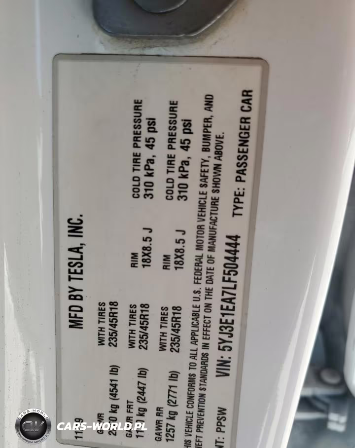 2020 Tesla Model 3 VIN:5YJ3E1EA7LF504444 - 12