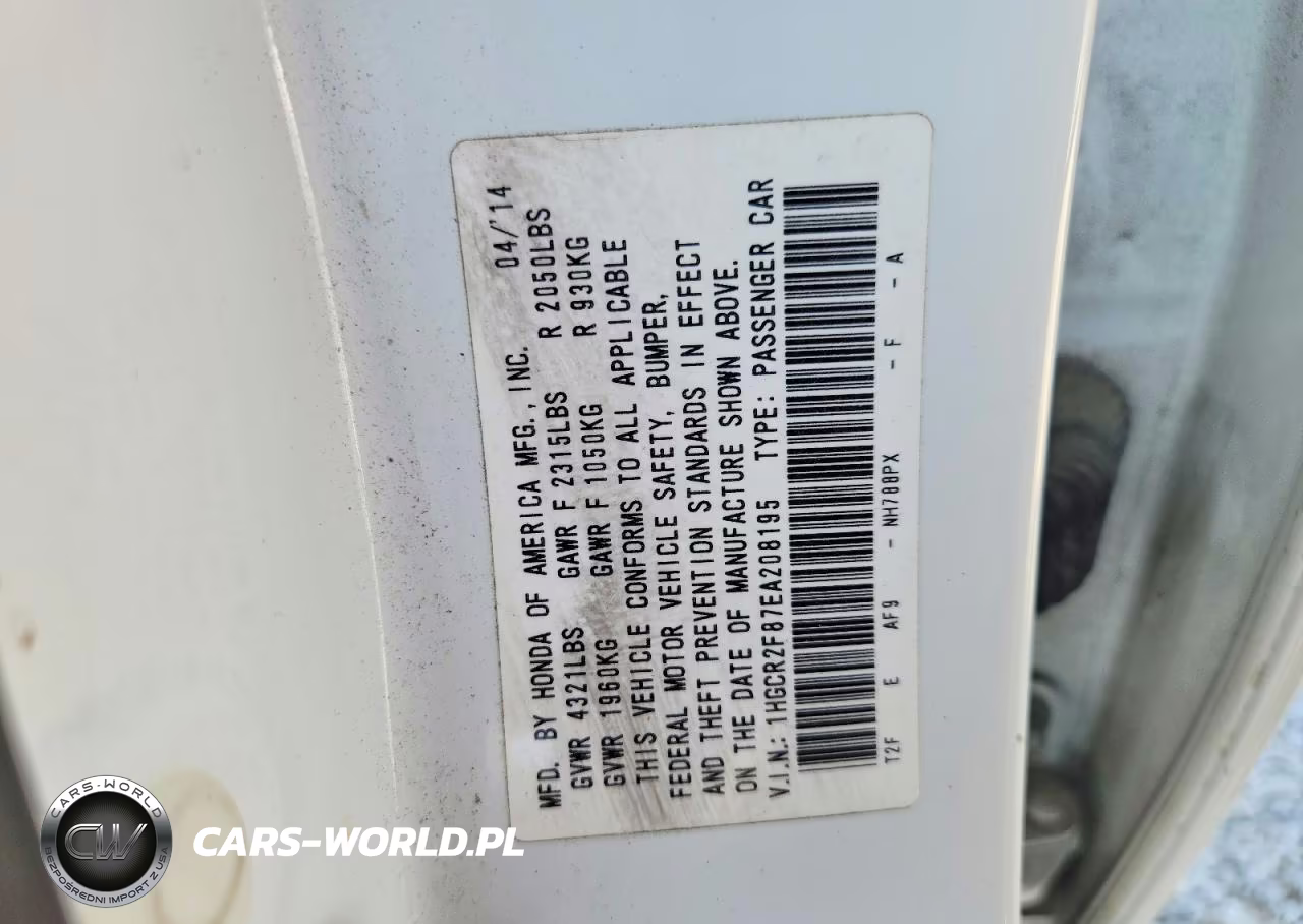 2014 Honda Accord Exl VIN:1HGCR2F87EA208195 - 12