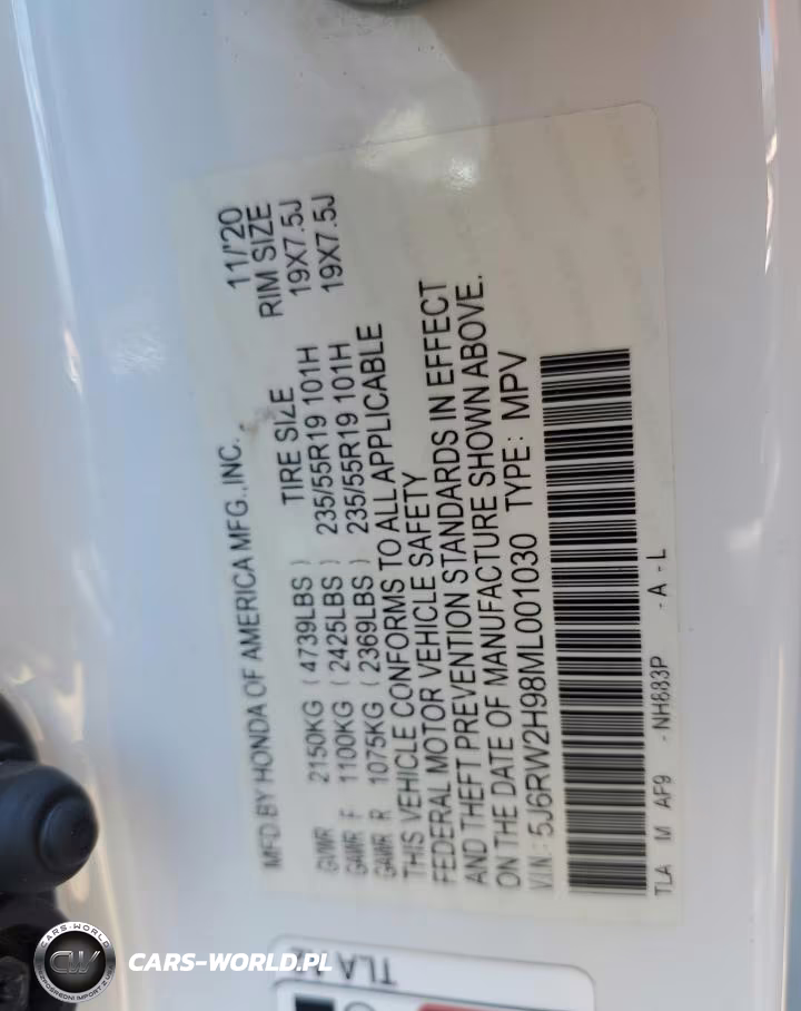 2021 Honda Cr-V Touring VIN:5J6RW2H98ML001030 - 13