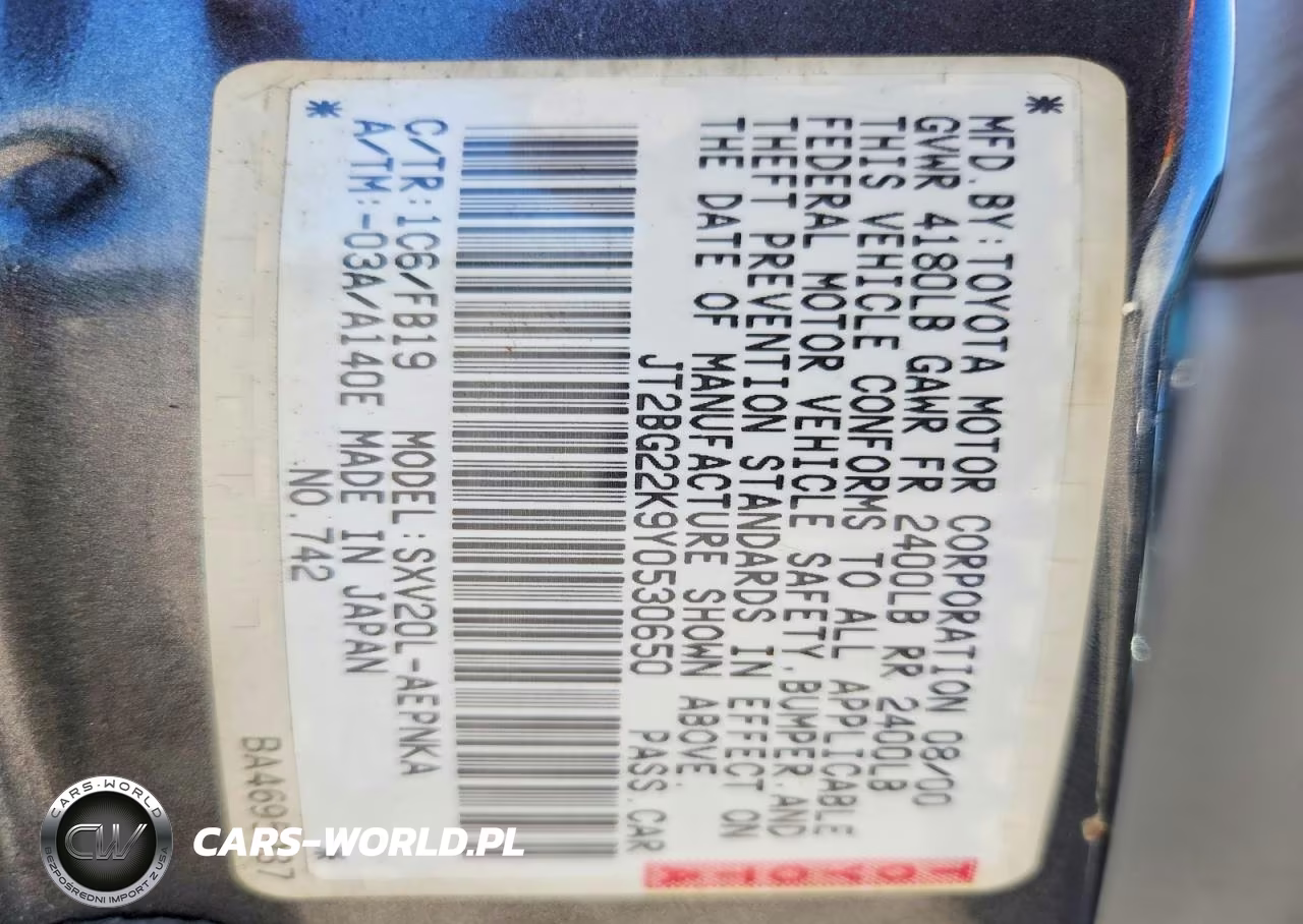 2000 Toyota Camry Le VIN:JT2BG22K9Y0530650 - 12