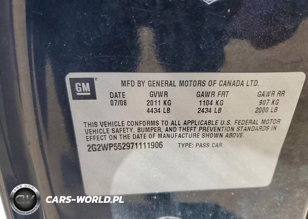 2007 Pontiac Grand Prix VIN:2G2WP552971111906 - 12