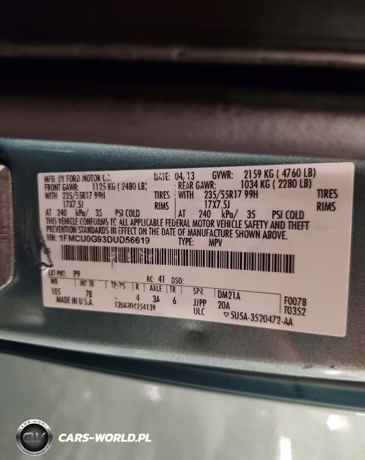 2013 Ford Escape Se VIN:1FMCU0G93DUD56619 - 13