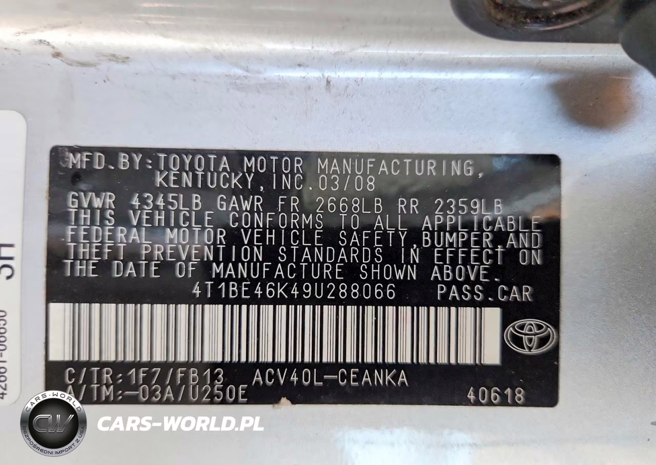 2009 Toyota Camry Le VIN:4T1BE46K49U288066 - 12