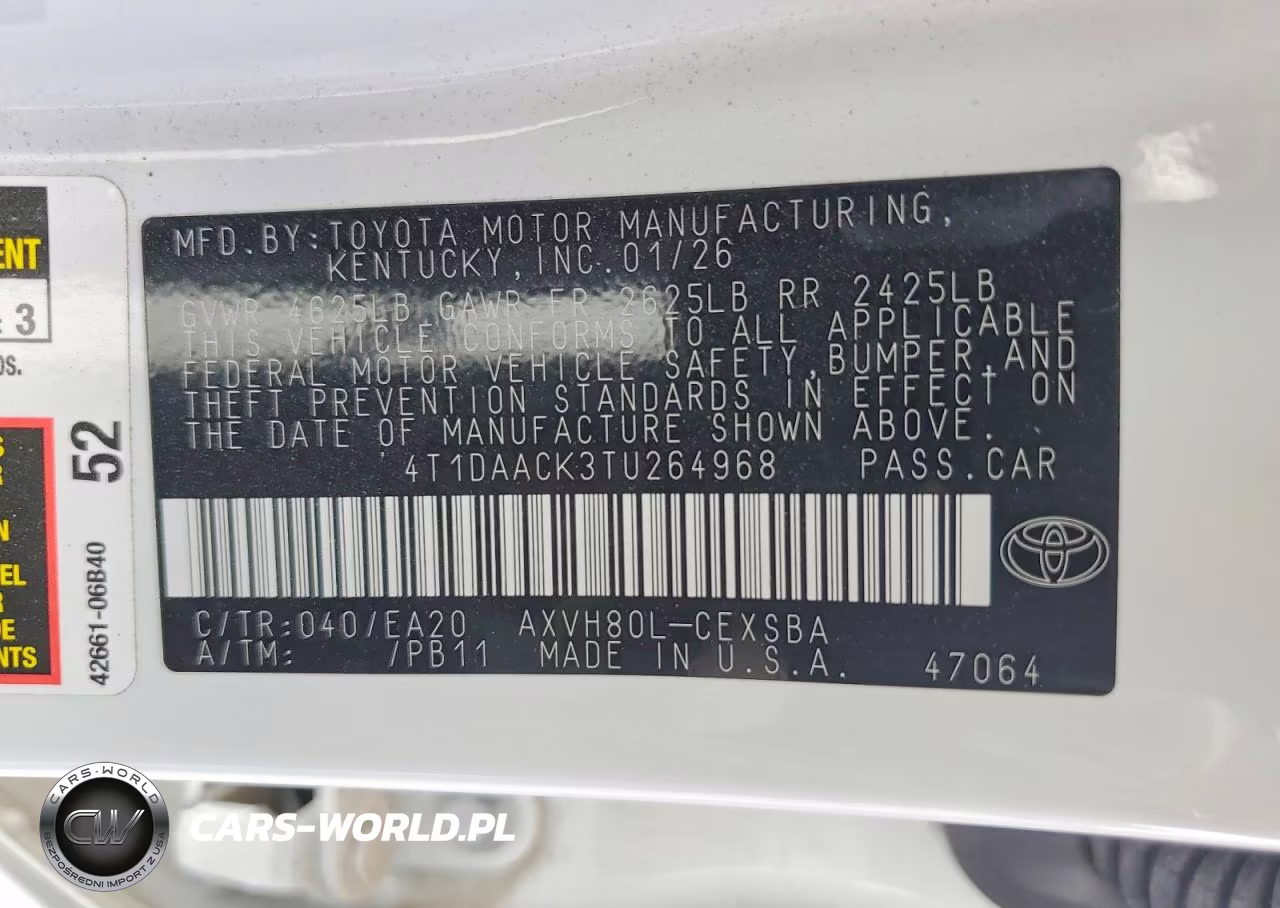 2026 Toyota Camry Se VIN:4T1DAACK3TU264968 - 12