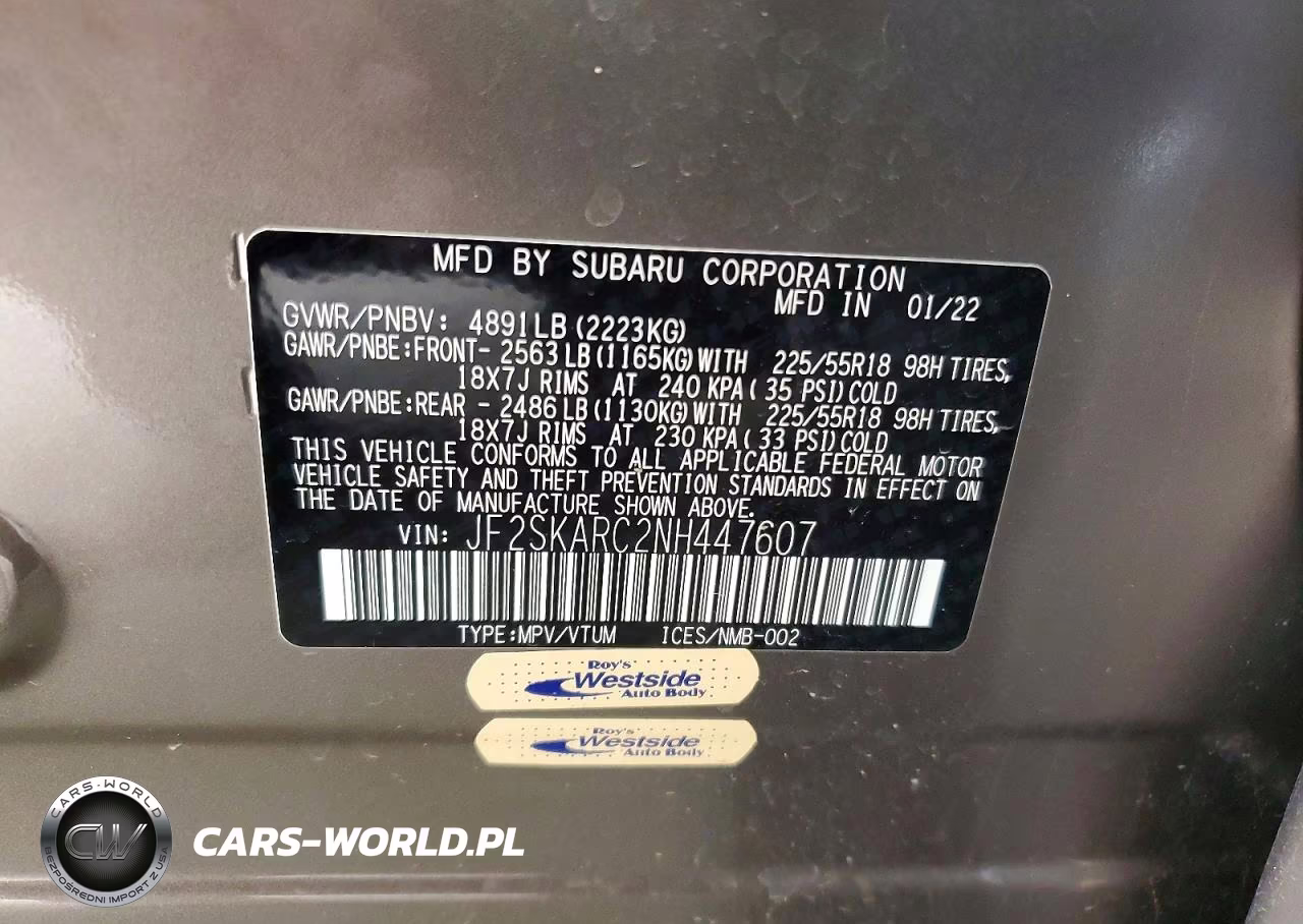 2022 Subaru Forester Touring VIN:JF2SKARC2NH447607 - 14