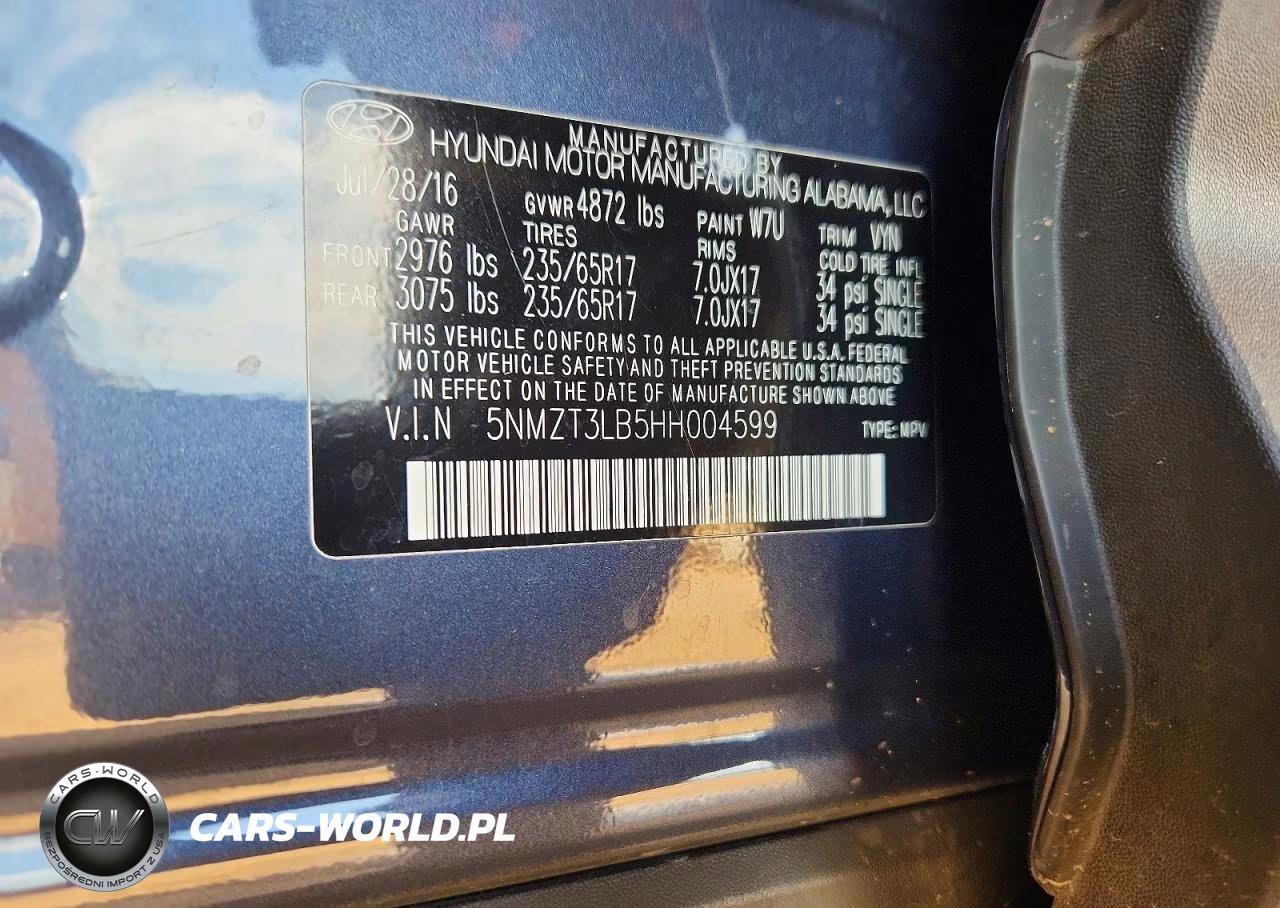 2017 Hyundai Santa Fe Sport 2.4L VIN:5NMZT3LB5HH004599 - 13