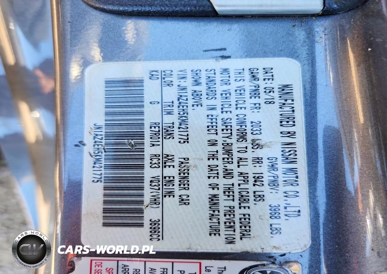 2019 Nissan 370Z Sport Touring VIN:JN1AZ4EH5KM421775 - 12