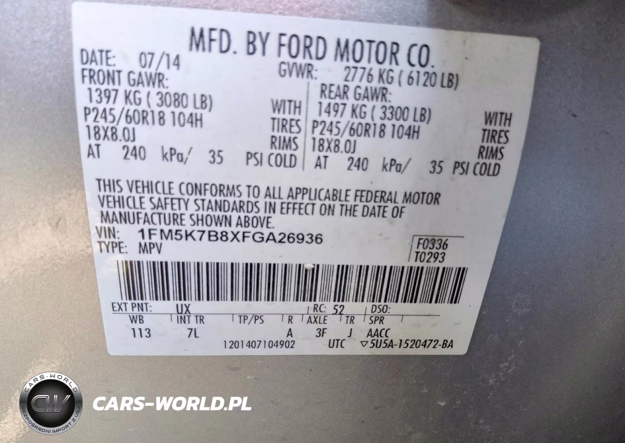2015 Ford Explorer VIN:1FM5K7B8XFGA26936 - 5