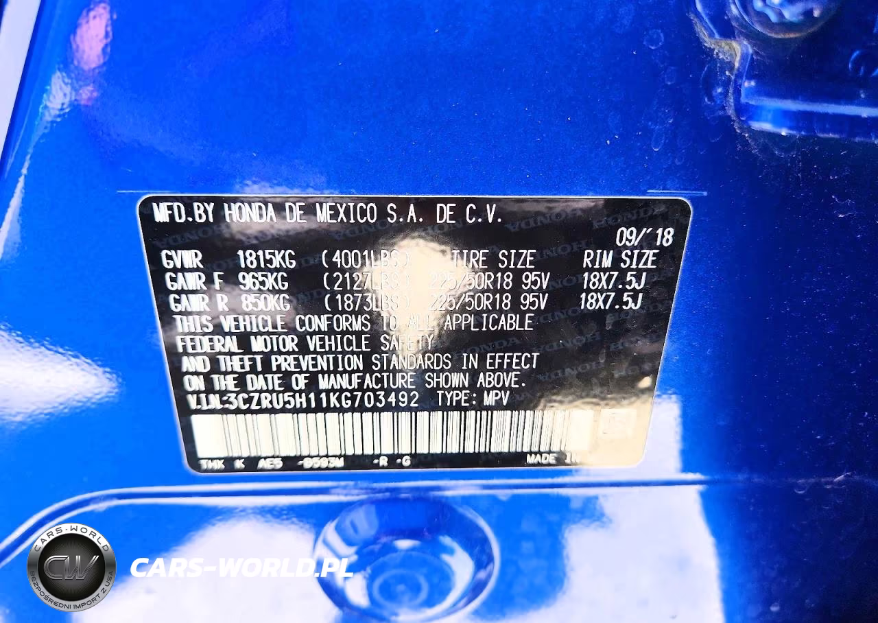 2019 Honda Hr-V Sport VIN:3CZRU5H11KG703492 - 12