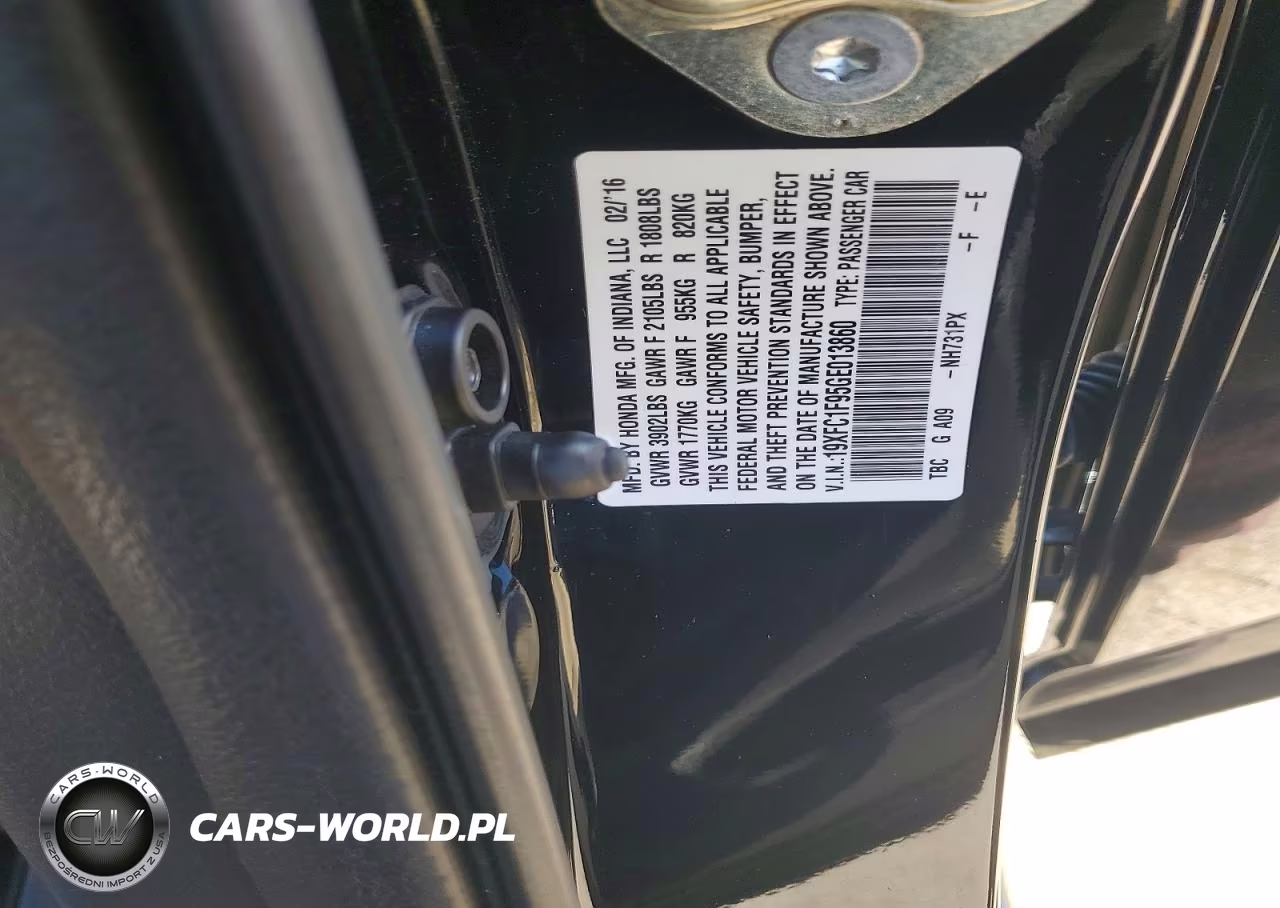 2016 Honda Civic Touring VIN:19XFC1F95GE013860 - 12