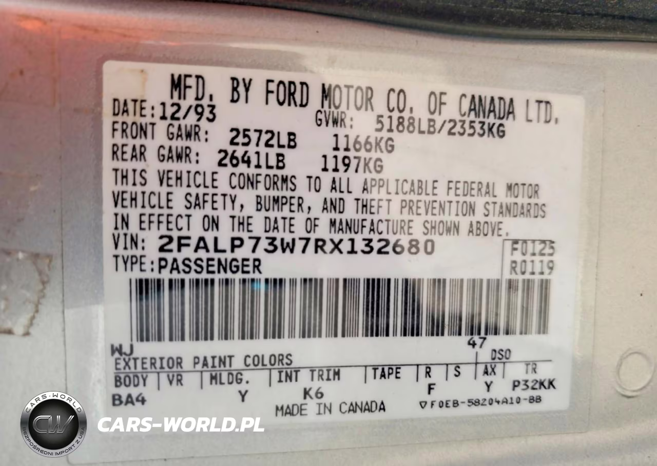 1994 Ford Crown Victoria VIN:2FALP73W7RX132680 - 12