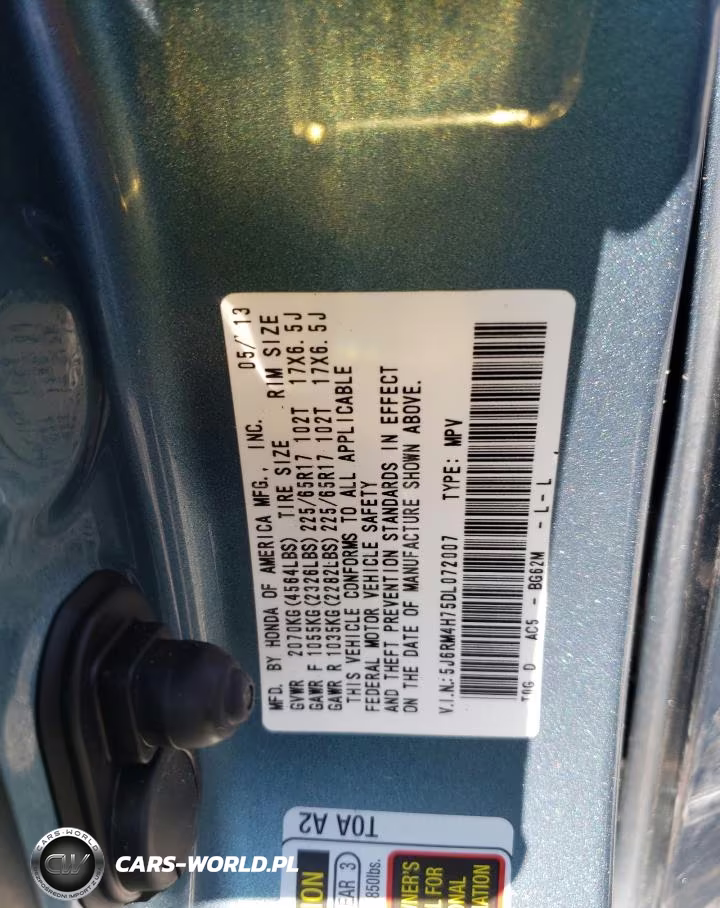 2013 Honda Cr-V Exl VIN:5J6RM4H75DL072007 - 13