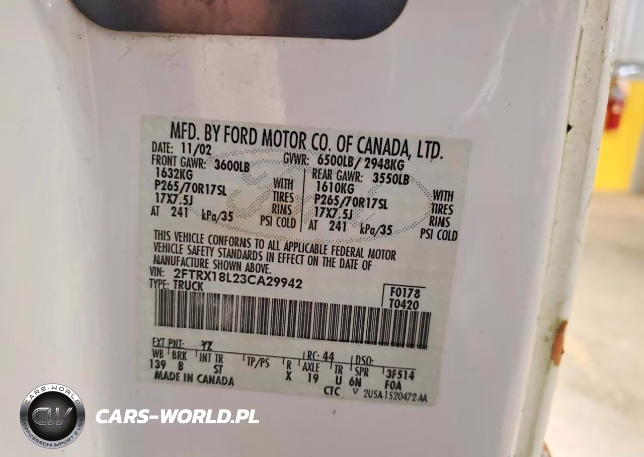 2003 Ford F150 VIN:2FTRX18L23CA29942 - 12