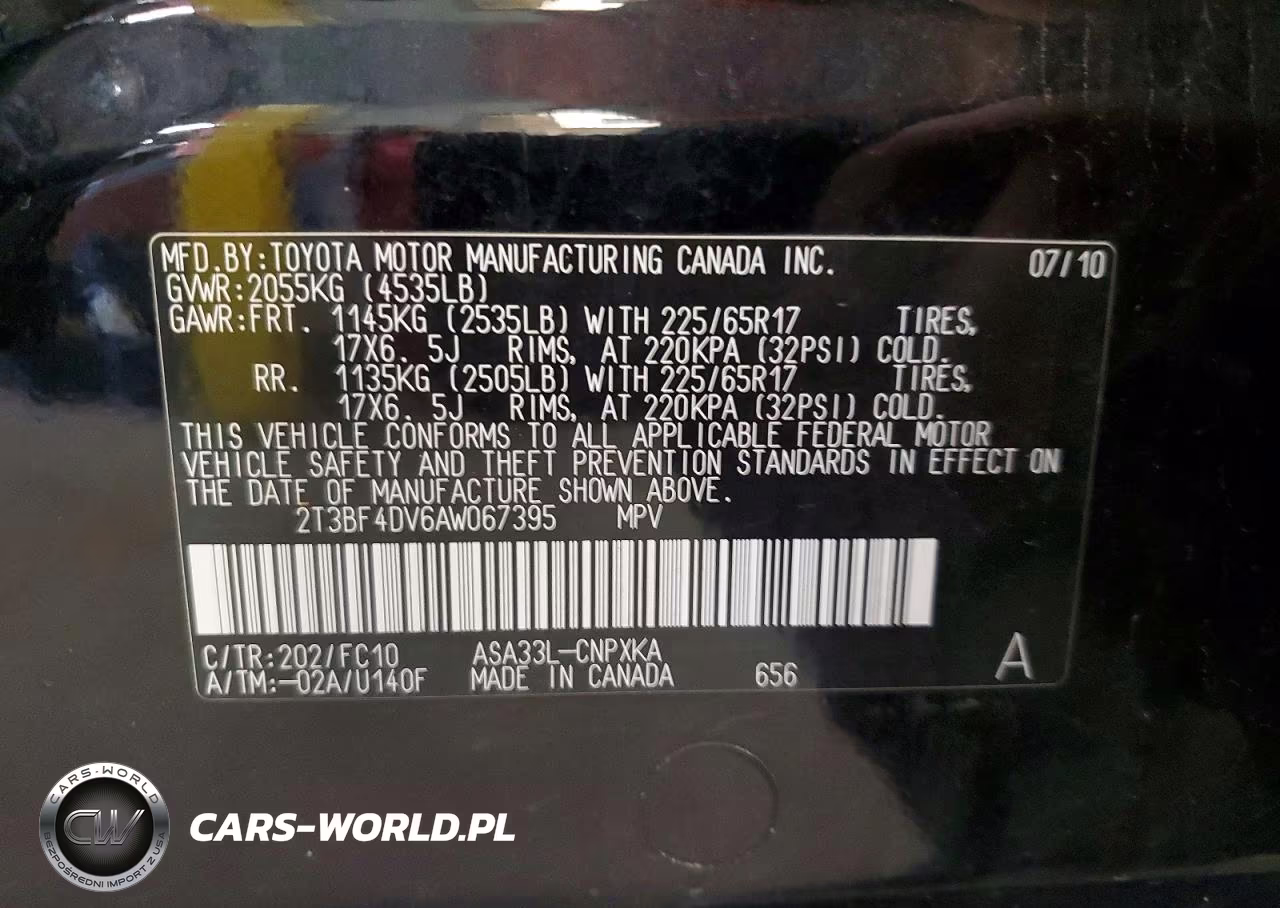 2010 Toyota Rav4 Base VIN:2T3BF4DV6AW067395 - 13