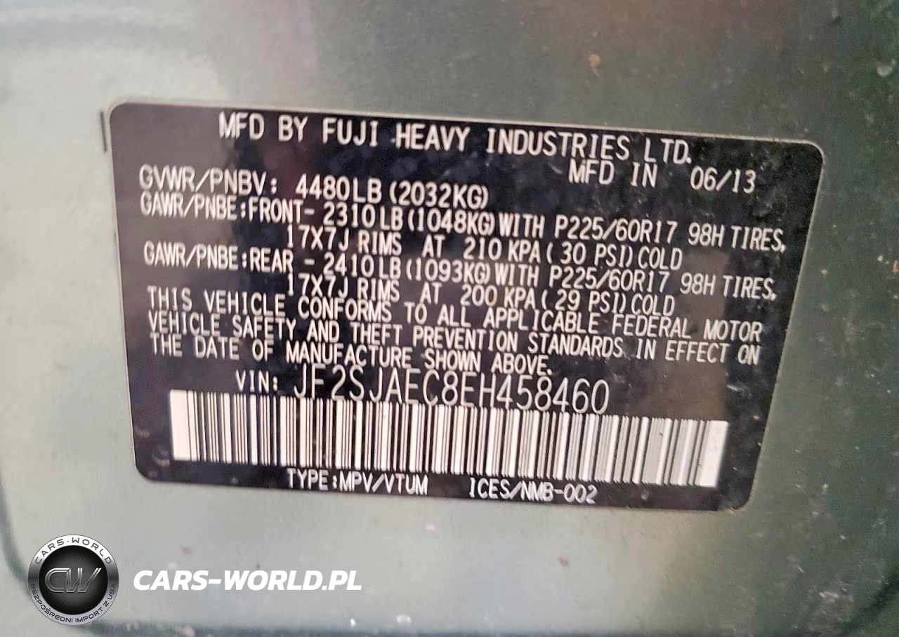 2014 Subaru Forester 2.5I Premium VIN:JF2SJAEC8EH458460 - 13