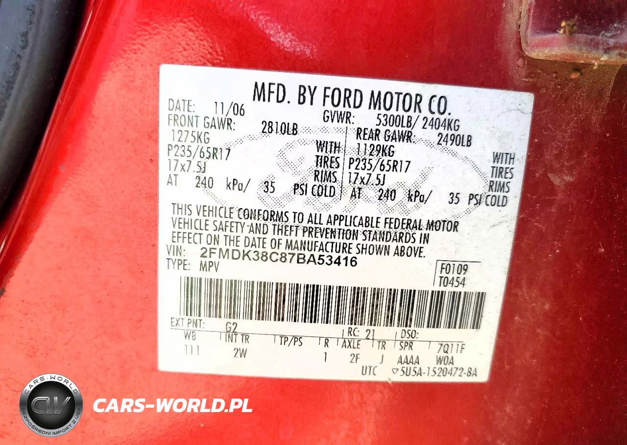 2007 Ford Edge Sel VIN:2FMDK38C87BA53416 - 14