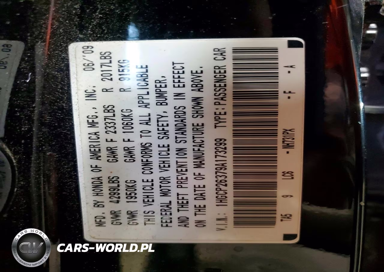 2009 Honda Accord Lx VIN:1HGCP26379A173299 - 12