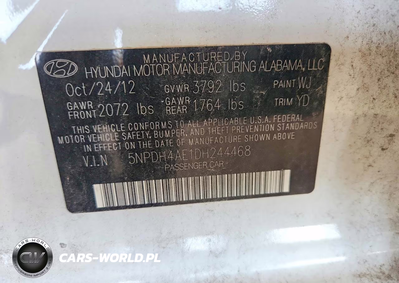 2013 Hyundai Elantra Limited VIN:5NPDH4AE1DH244468 - 12