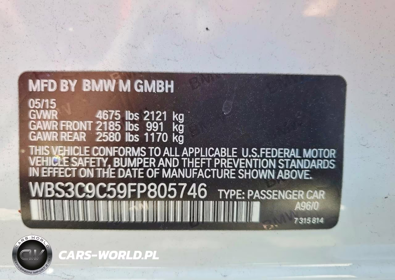 2015 BMW M3 VIN:WBS3C9C59FP805746 - 12