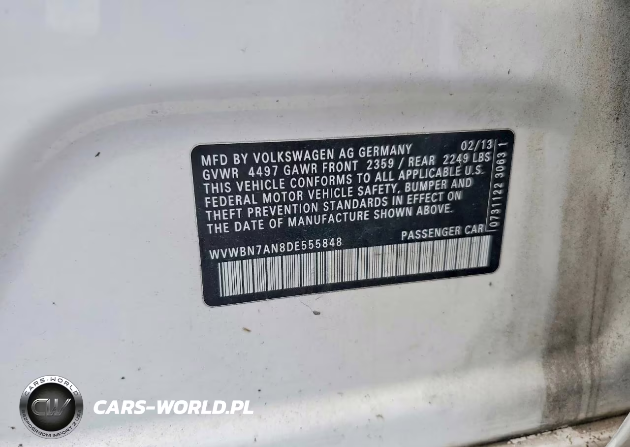 2013 Volkswagen Cc Sport VIN:WVWBN7AN8DE555848 - 12