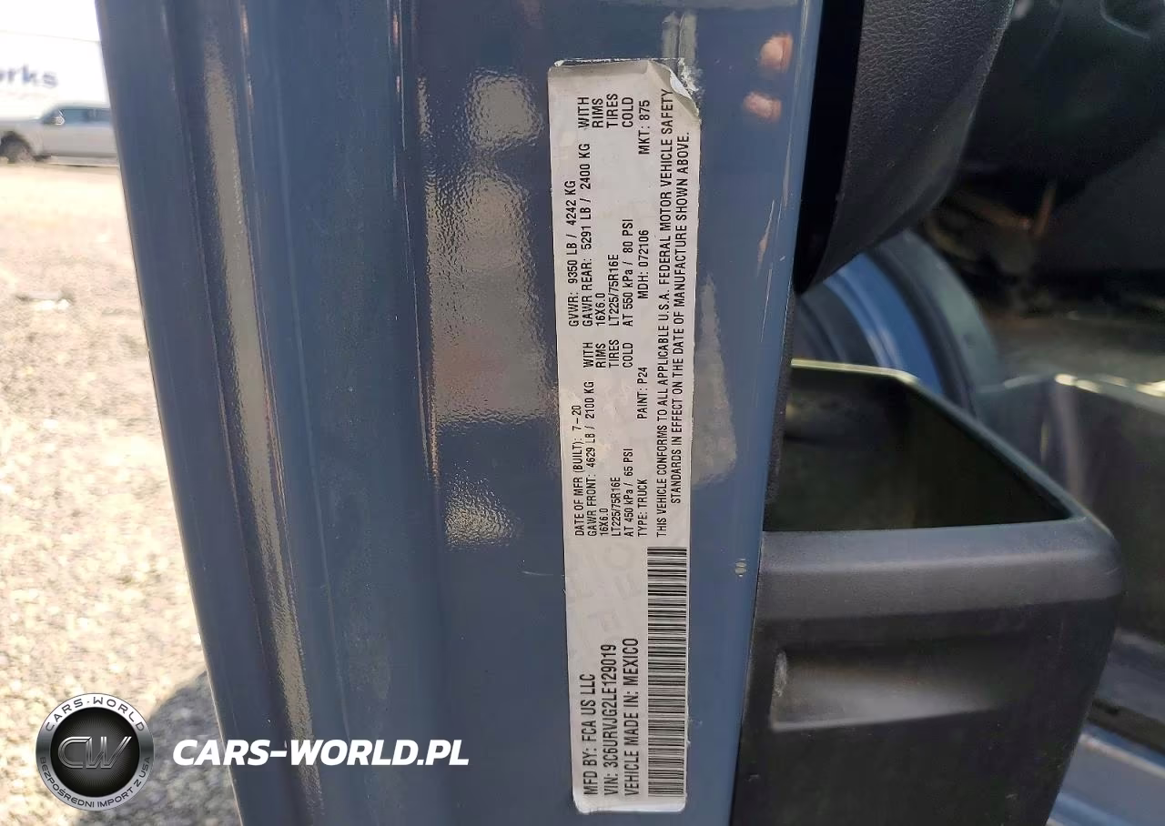 2020 Ram Promaster 3500 Delivery Van VIN:3C6URVJG2LE129019 - 13