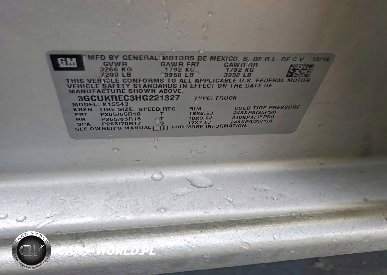 2017 Chevrolet Silverado 1500 2Lt VIN:3GCUKREC3HG221327 - 12