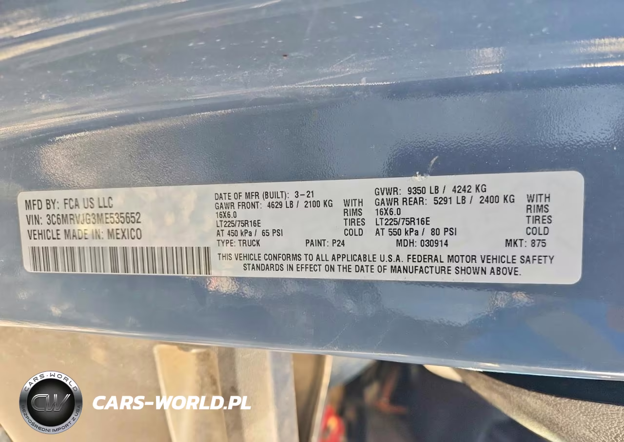 2021 Ram Promaster 3500 Delivery Van VIN:3C6MRVJG3ME535652 - 13