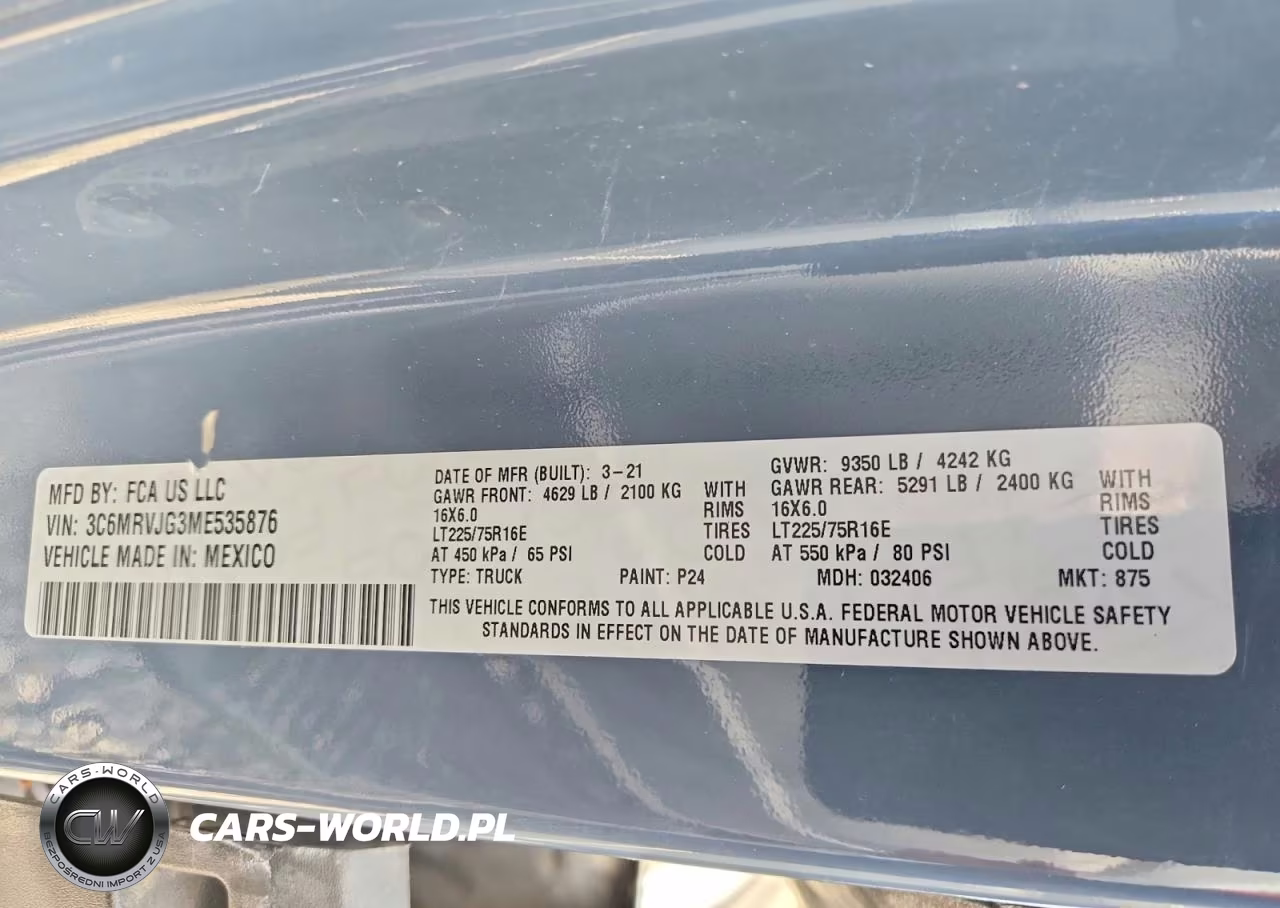2021 Ram Promaster 3500 Delivery Van VIN:3C6MRVJG3ME535876 - 13